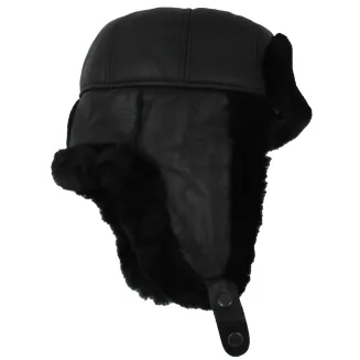 Uszatka Czarna Skórzana Pilotka z Ociepleniem Unisex W484C Polar Fashion - 4