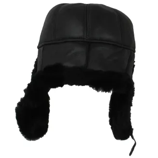 Uszatka Czarna Skórzana Pilotka z Ociepleniem Unisex W484C Polar Fashion - 2