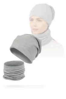 Dresowy Komplet Przejściowy Szary W397C – Czapka Komin Unisex Polar Fashion - 5