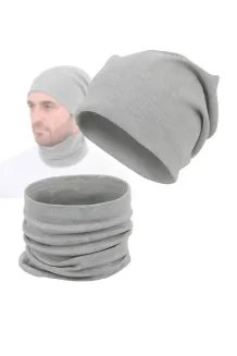 Dresowy Komplet Przejściowy Szary W397C – Czapka Komin Unisex Polar Fashion - 6