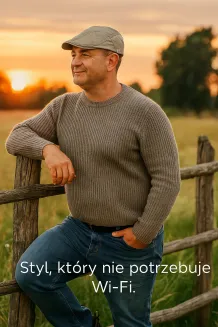 PolarFashion-Beżowy kaszkiet męski bawełniany z regulacją-K191A - 5