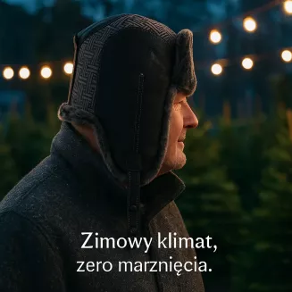 Męska pilotka skórzana W523A czarna uszatka z futrem i aplikacją Polar Fashion - 8