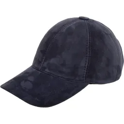 K205K Navy Leather Cotton Baseball Cap