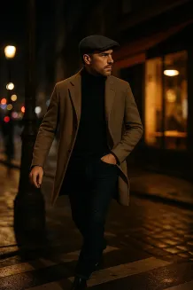 Czarny Kaszkiet męski Polar Fashion K266F – Styl, który nie potrzebuje słów - 6