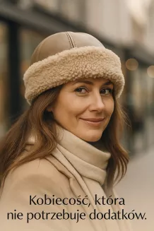 Toczek z naturalnej skóry W518A XL brązowy ciepły futrzany Polar Fashion - 6