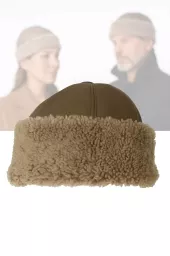 Toczek z naturalnej skóry W518A XL brązowy ciepły futrzany Polar Fashion