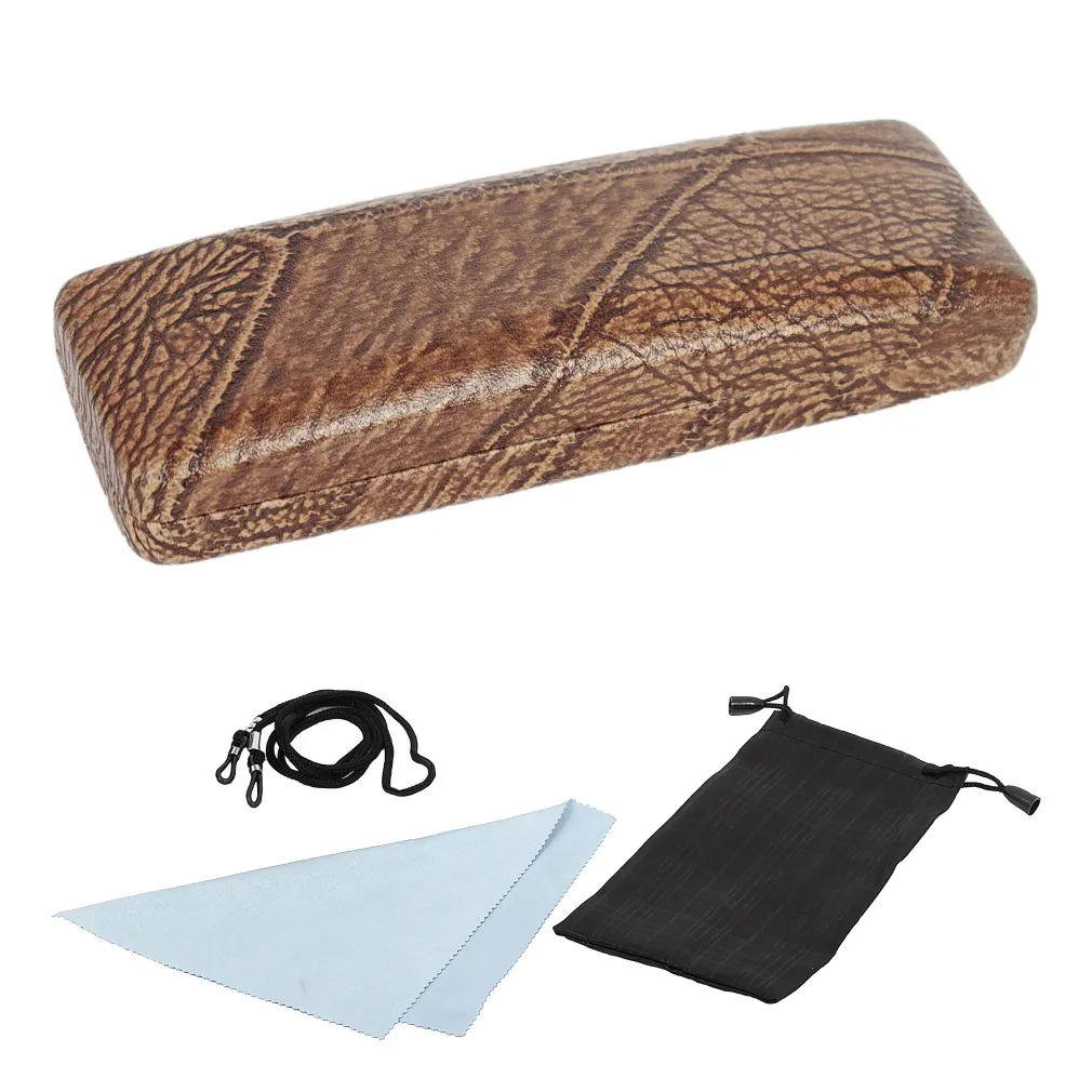 Et20A Brown Hard Case For Glasses And Microfiber Cloth