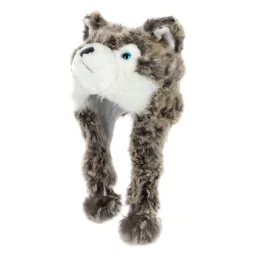 W216I Husky Ciepła czapka zimowa zwierzak uszatka zapinana pod szyję