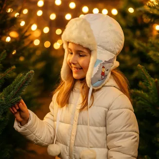 W143E White A Warm Eared Winter Hat Fur Girl'S - 5