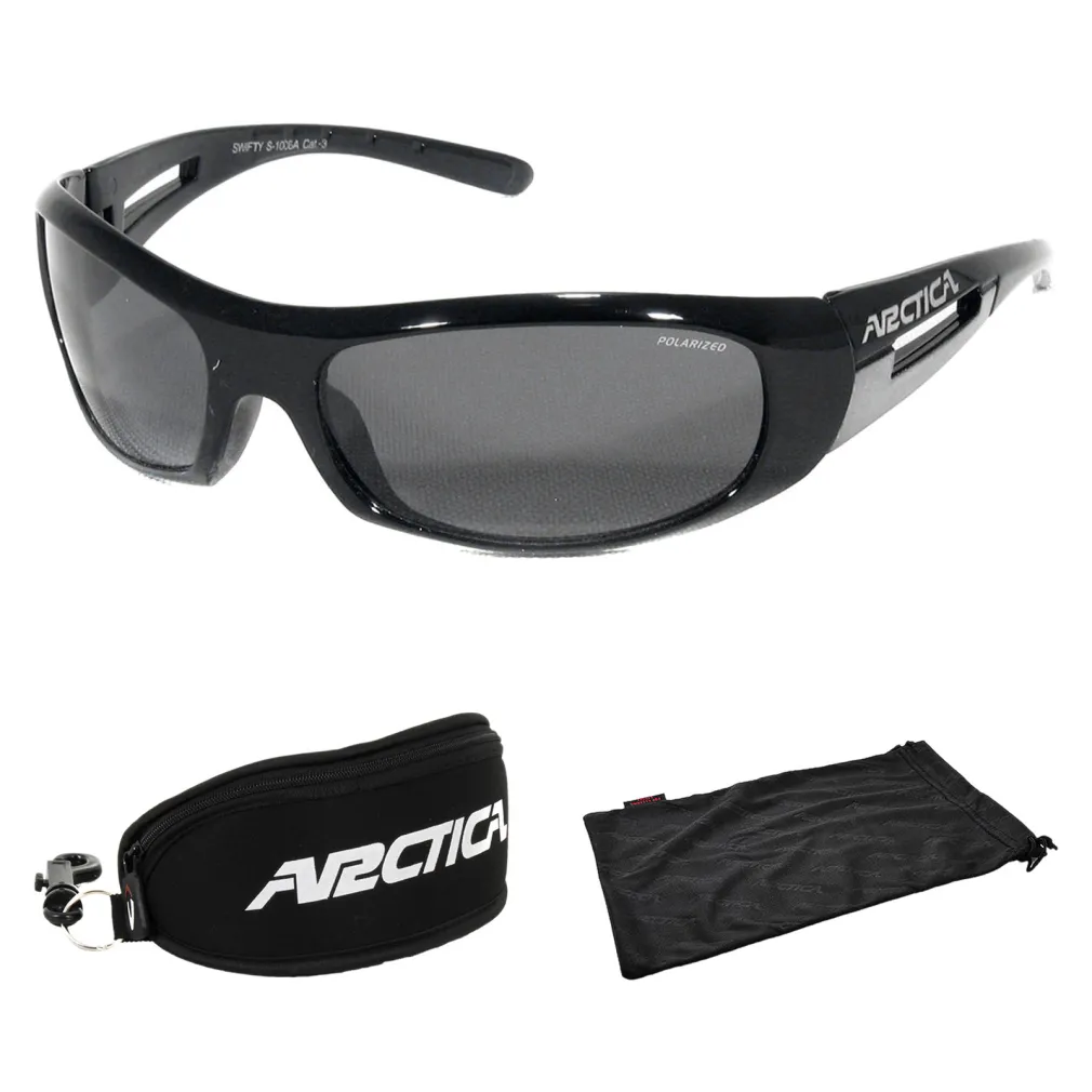 Arctica S1006A Czarno-srebrne SWIFTY Junior Okulary Przeciwsłoneczne Gratisy