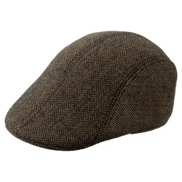 Polar Fashion-jodełka Kaszkiet męski bawełniany ciepła czapka-K171A Brązowy