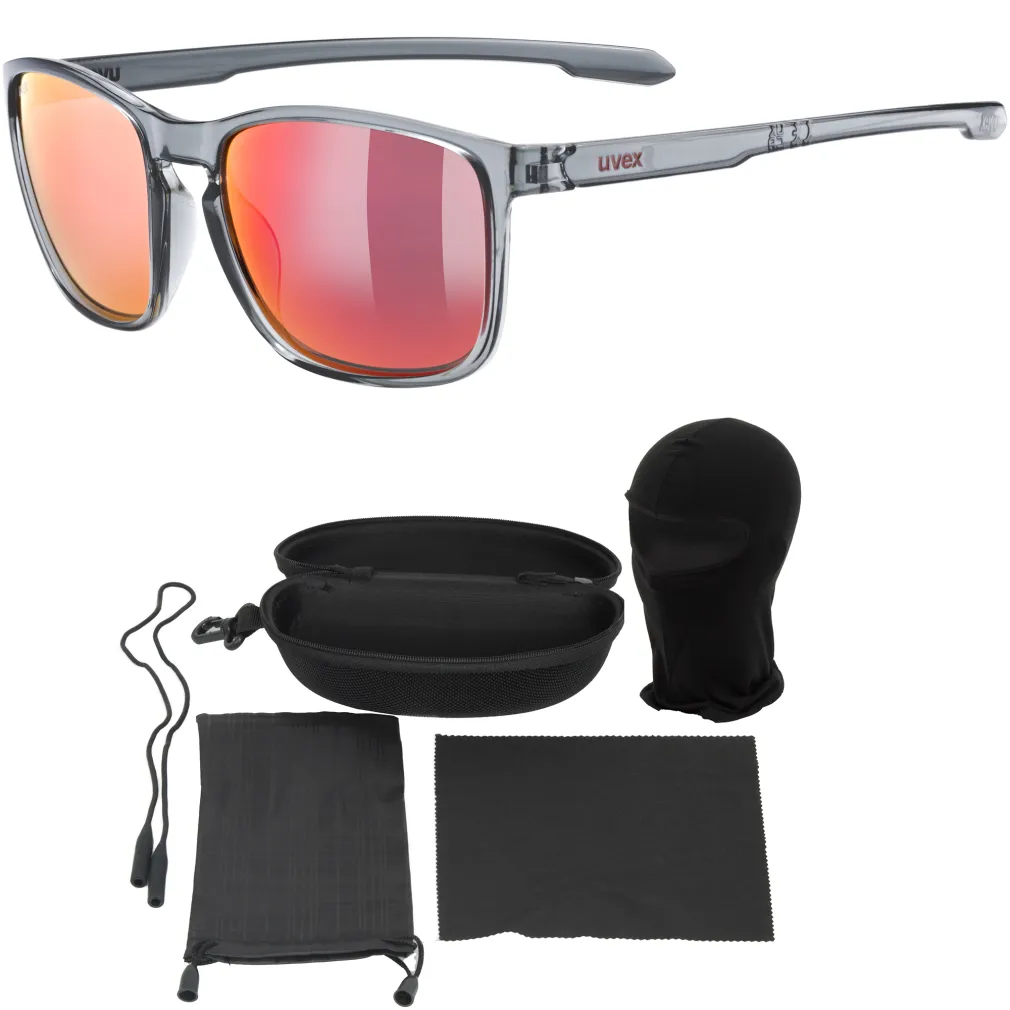 Szare Tranasparentne Sportowe Okulary Lustrzana Soczewka Anty Fog UVEX LGL 52