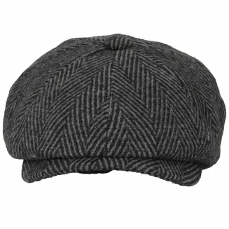 Męski Ocieplany Kaszkiet Grafitowy w Jodełkę K273C Shelby Polar Fashion - 5