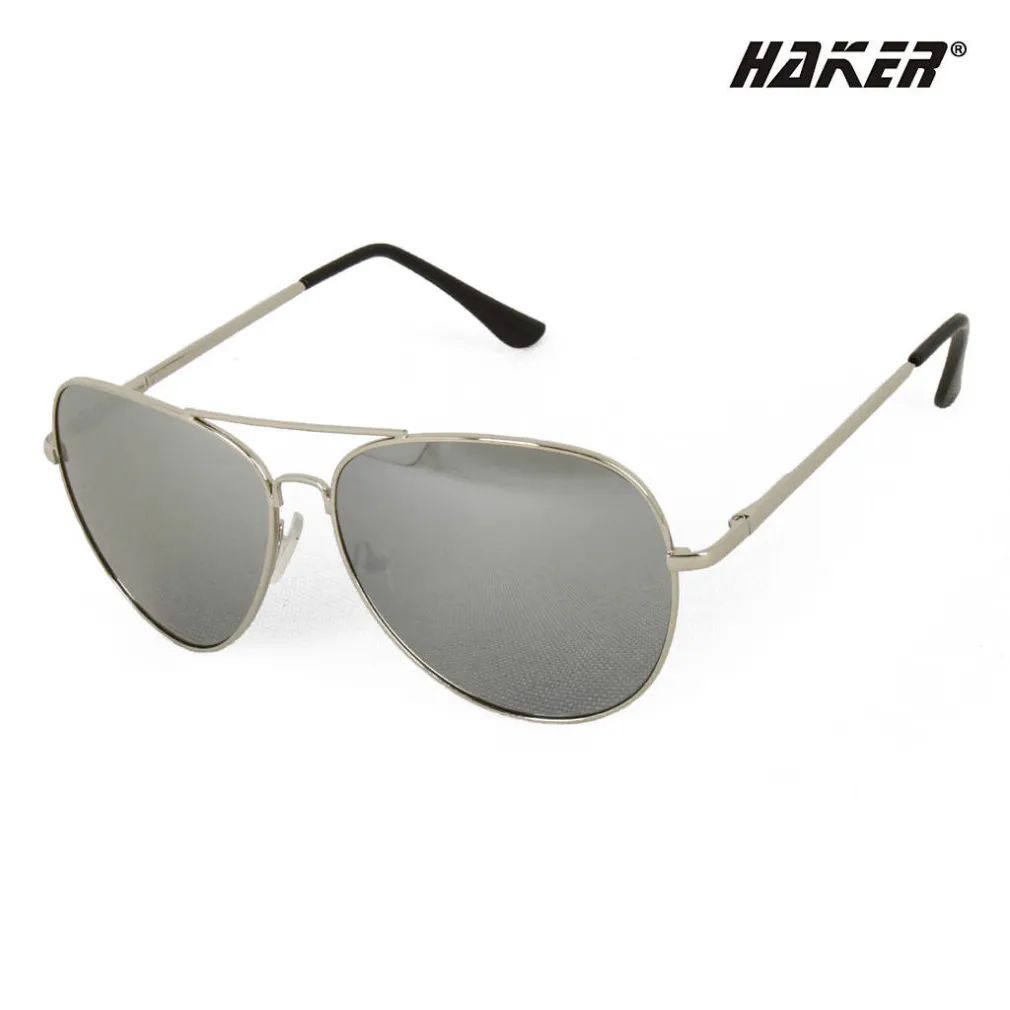 Okulary aviator srebrne lustrzane flex komplet