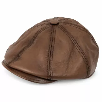 Brązowy Kaszkiet Męski Skórzany Zimowy z Nausznikami Peaky Blinders  K324A - 4