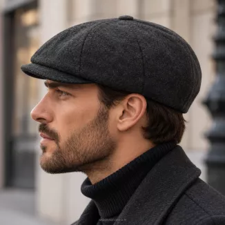 Szary Kaszkiet Męski Ocieplany Retro Gazeciarz Peaky Blinders Shelby K283B - 4