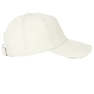 Bejsbolówka Skórzana Naturalna Ocieplana Unisex Ecru K207  Polar Fashion - 3