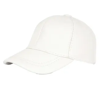 Bejsbolówka Skórzana Naturalna Ocieplana Unisex Ecru K207  Polar Fashion - 11