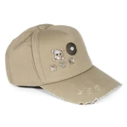 K09B Beżowa Bawełniana czapka bejsbolówka