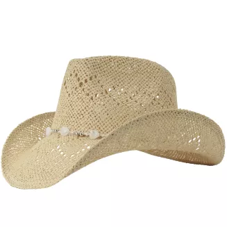 Kapelusz Kowbojski Damski BOHO Beżowy + Okulary Aviator Lato Western R251B - 3