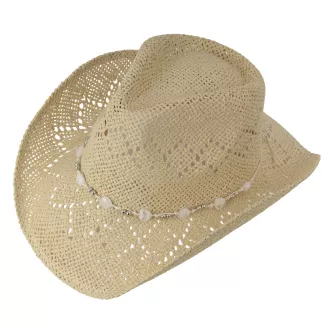 Kapelusz Kowbojski Damski BOHO Beżowy + Okulary Aviator Lato Western R251B - 6