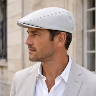 Kaszkiet Męski Bawełniany Szary Letni Czapka Flat Cap Jasny Popiel Lato K311C - 8