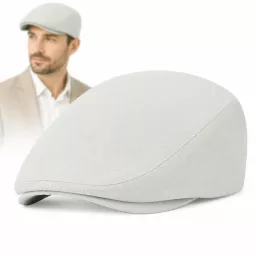 Kaszkiet Męski Bawełniany Szary Letni Czapka Flat Cap Jasny Popiel Lato K311C