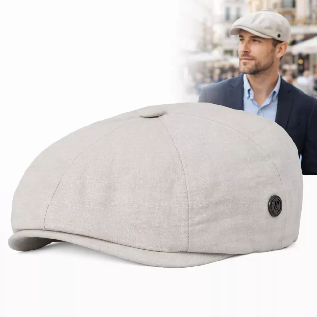 Kaszkiet Męski Beżowy Peaky Blinders Shelby BAWEŁNA Czapka Letnia K308B