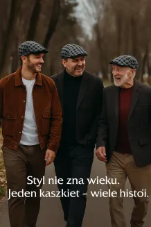 Czarny w kratkę-kaszkiet-męski-bawełniany z regulacją-K187D - 4
