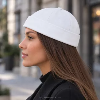 Czapka Dokerka Leonka Fisherman Bawełniana Unisex Biała K263F - 5