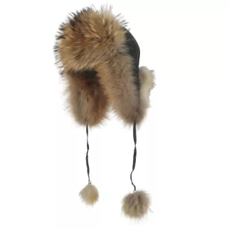 Czarna Damska pilotka skórzana naturalne futro luksusowa W526B Polar Fashion - 3