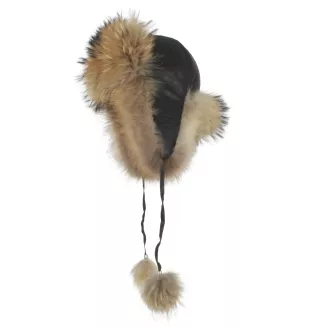 Czarna Damska pilotka skórzana naturalne futro luksusowa W526B Polar Fashion - 5