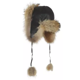 Czarna Damska pilotka skórzana naturalne futro luksusowa W526B Polar Fashion - 6