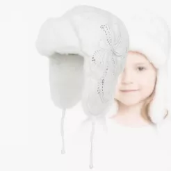 W146A White Warm Children'S Eared Winter Pilot Hat