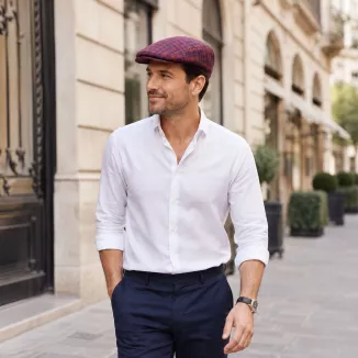 Kaszkiet Męski Bawełniany Bordowy Granatowy Letni Czapka Flat Cap Kratę K311F - 2
