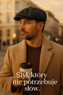 Kaszkiet Męski Ciepły Ciemnoszary w Jodełkę K285 Polar Fashion – Styl Retro - 7
