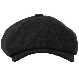 Kaszkiet Męski Ciepły Ciemnoszary w Jodełkę K285 Polar Fashion – Styl Retro - 2