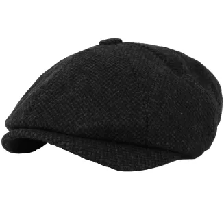 Kaszkiet Męski Ciepły Ciemnoszary w Jodełkę K285 Polar Fashion – Styl Retro - 4