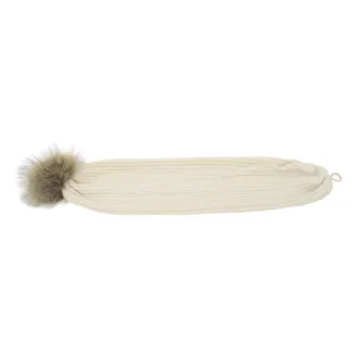 W374B Ecru Universal Winter Hat With Cashmere Pompon With Fox Fur 2-In-1 Polar Fashion - 3