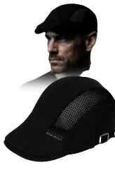 K221F Black Men'S Flat Cap Cotton