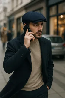 Ciepły Kaszkiet Shelby Peaky Blinders Granatowa Jodełka K275C Polar Fashion - 9