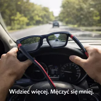 Męskie okulary korekcyjne  CL90266C granatowe  nakładka clip-on polaryzacja - 9