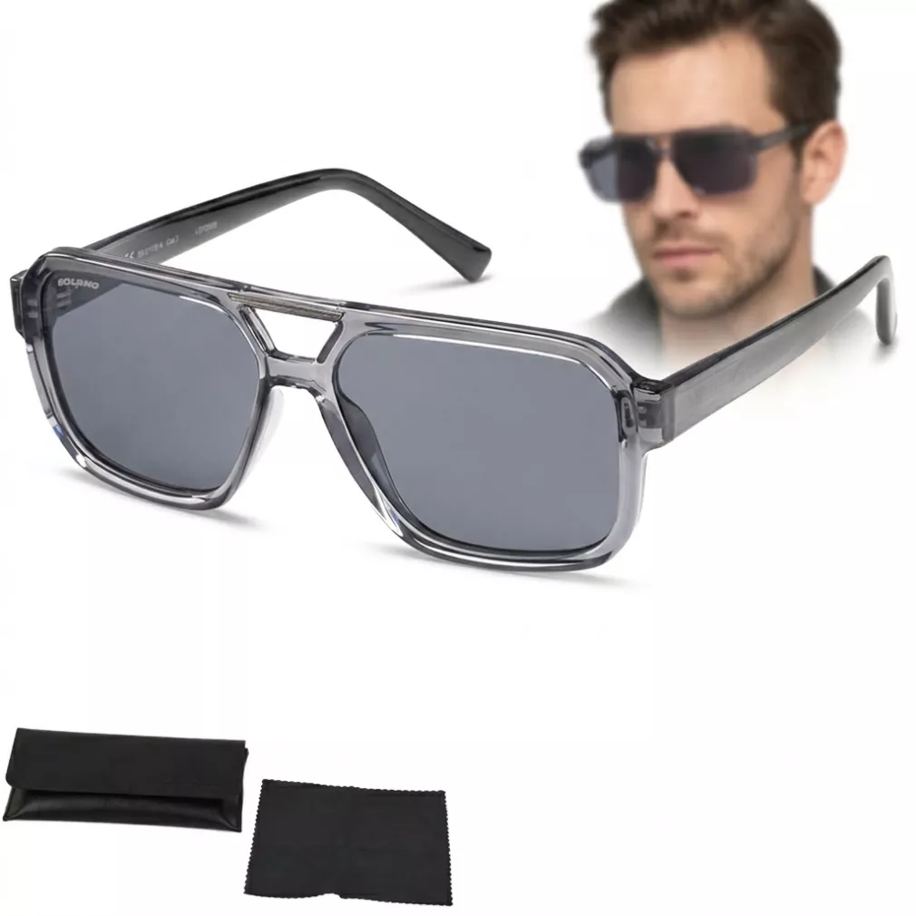Szare męskie okulary polaryzacyjne do jazdy autem UV 400 Solano SS21102A