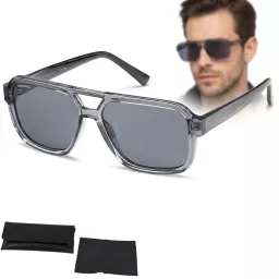 Szare męskie okulary polaryzacyjne do jazdy autem UV 400 Solano SS21102A