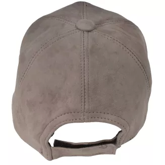 Beżowa skórzana bejsbolówka nubukowa unisex ocieplona K296F Polar Fashion - 5