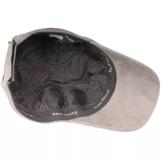 Beżowa skórzana bejsbolówka nubukowa unisex ocieplona K296F Polar Fashion - 4