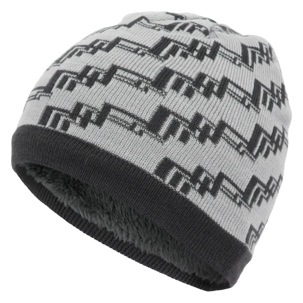 W351A Grey Warm Hat Knitted With Soft Faux Fur Lining