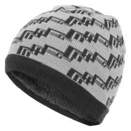 W351A Grey Warm Hat Knitted With Soft Faux Fur Lining