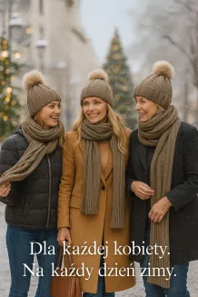 W359Bk Khaki Haker Women'S Winter Set Knitted Hat With Scarf - 5