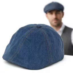 Niebieski Kaszkiet Bawełniany  Gazeciarza Peaky Blinders Jeansowy  K301B